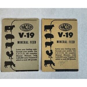 Vintage Sacco V-19 mineral feed paper pocket size memo pad (lot of 2) 1940-50s